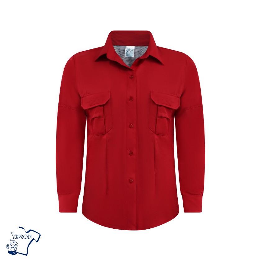 CAMISA COLUM OKEY MANGA LARGA ROJA