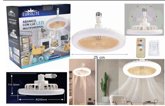 LAMPARA LED CON ABANICO/ CONTROL REMOTO NM
